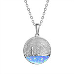 Alamea Pink Blue Opal Lighthouse w/ CZ Stars Necklace