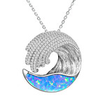 Alamea Pink Blue Opal Wave Necklace