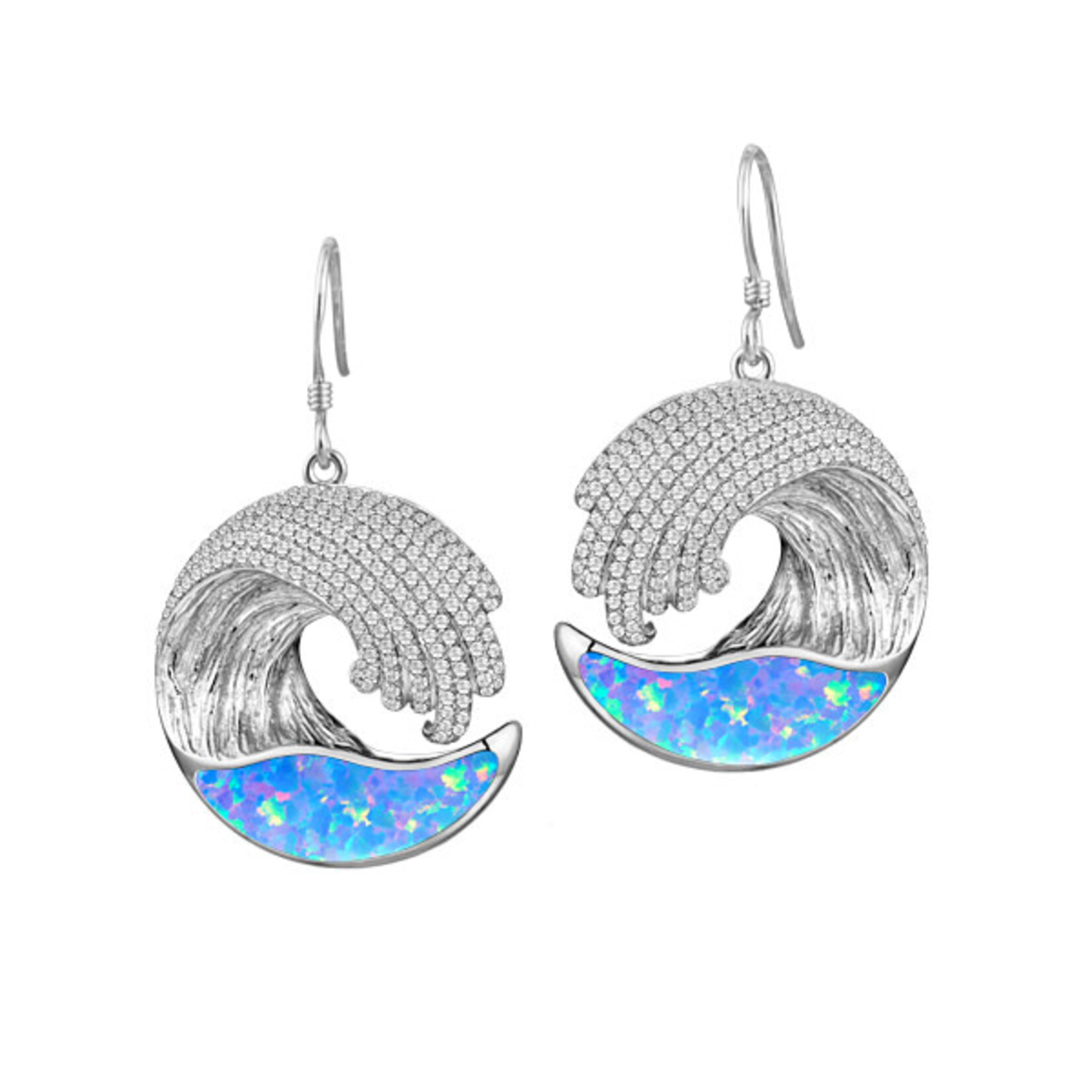 Alamea Pink Blue Opal Wave Earrings