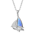 Alamea Pink Blue Opal Sailboat Necklace