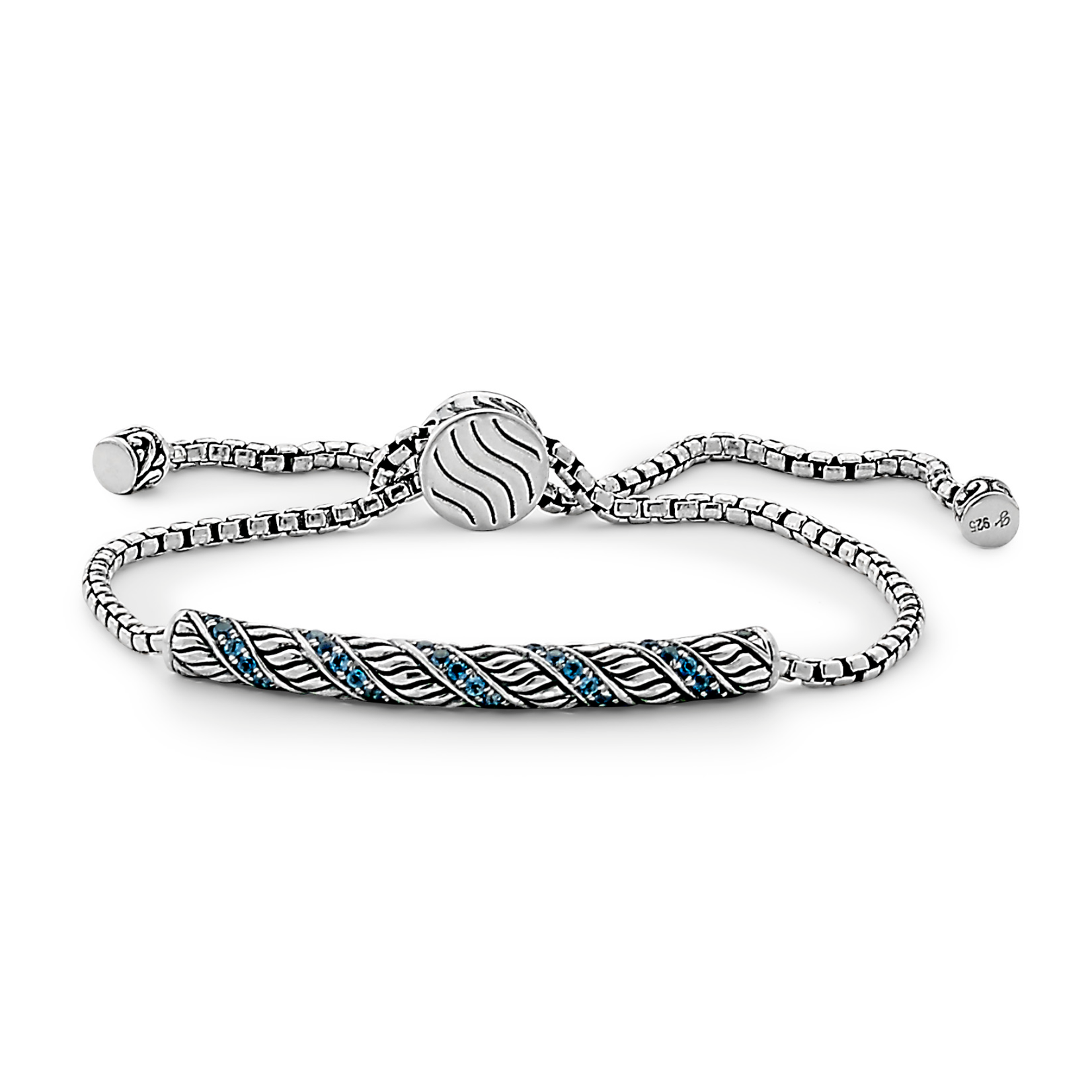 Samuel B. Sterling Silver & Blue Topaz Pave Bolo Bracelet