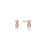 Ania Haie 14K Gold Plated Orb Rose Quartz Stud Earrings