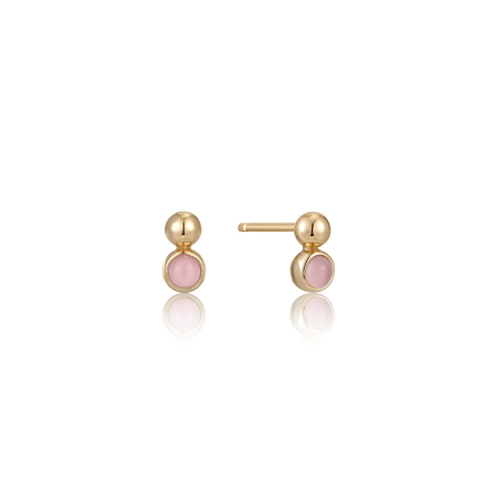 Ania Haie 14K Gold Plated Orb Rose Quartz Stud Earrings