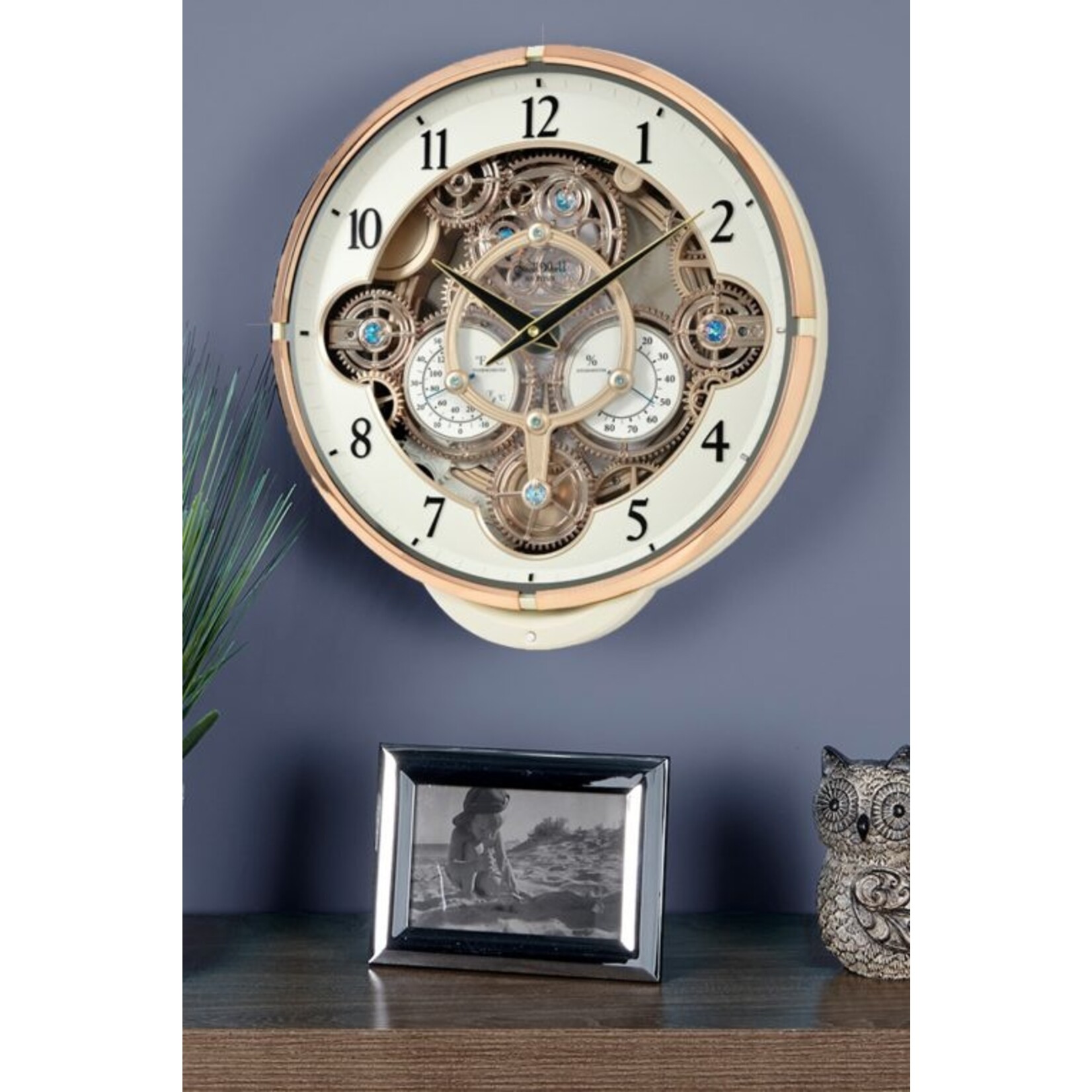 Rhythm White Rose Gold Chronograph Magic Motion Clock