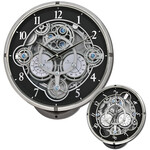 Rhythm Black Silver Chronograph Magic Motion Clock