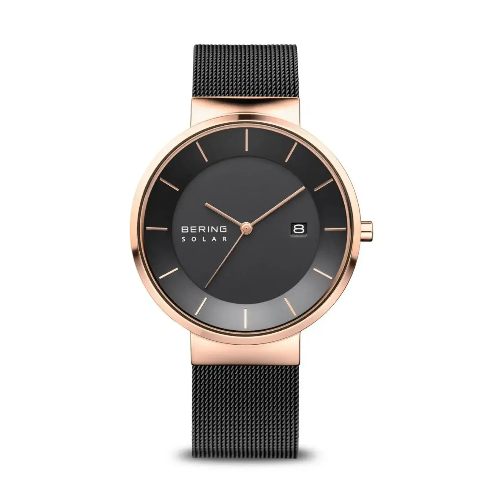 Bering All Black Rose Gold Solar Watch