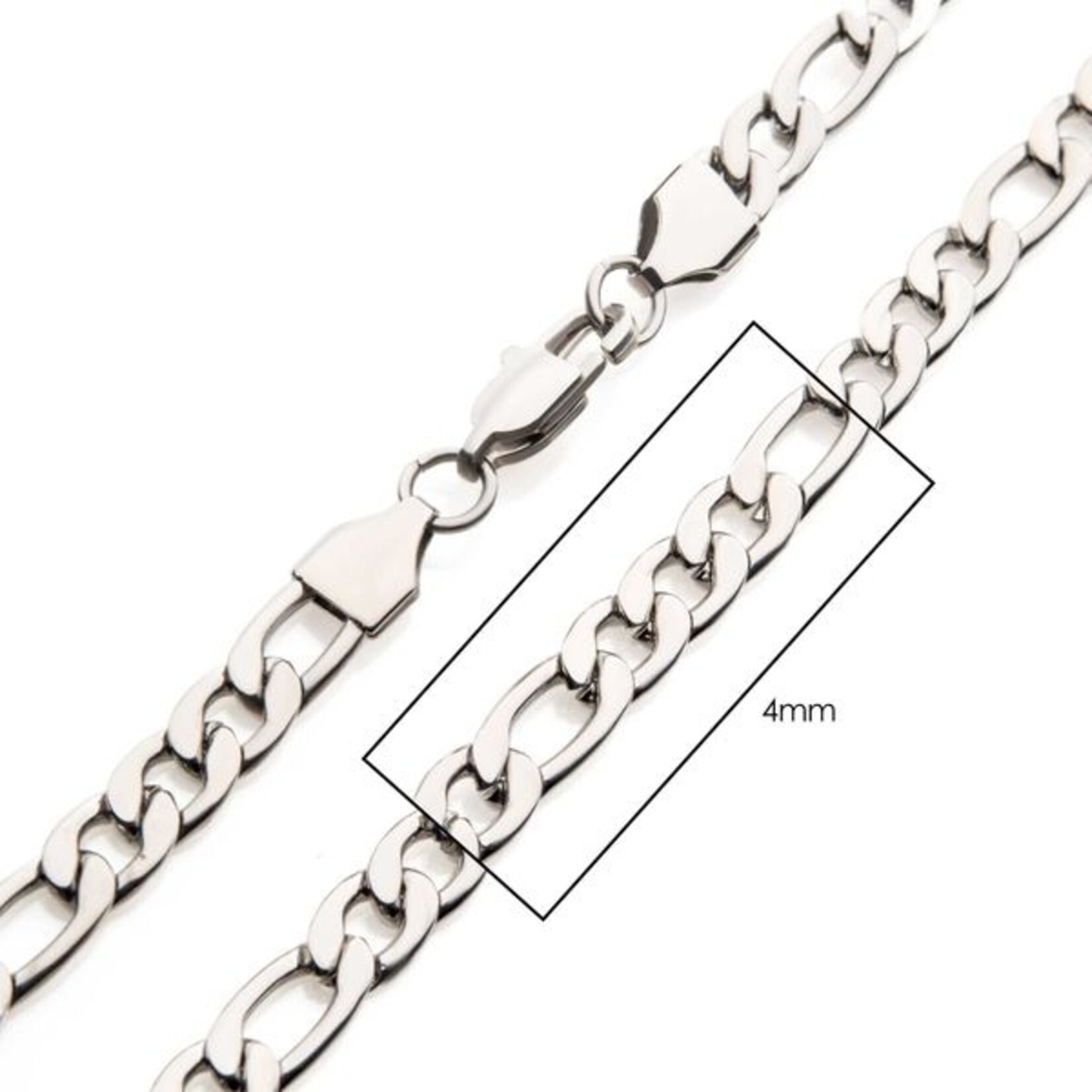 Inox 4mm Steel Figaro Chain Necklace