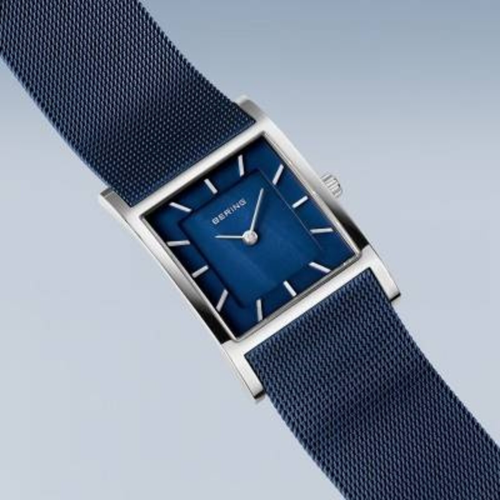 Bering Navy Square Silver Mother of Pearl Watch