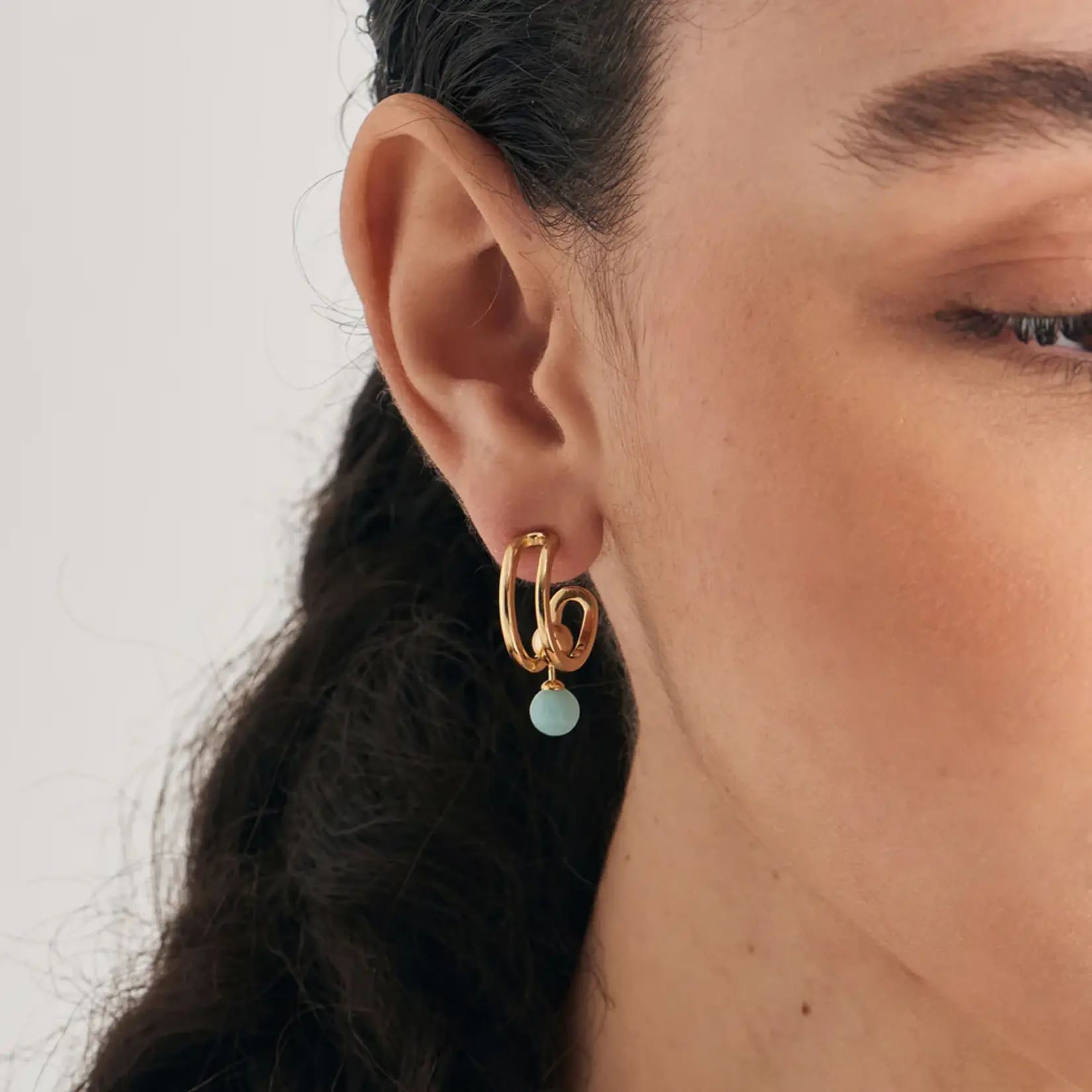 Ania Haie 14K Gold Plated Amazonite Mini Hoop Earrings