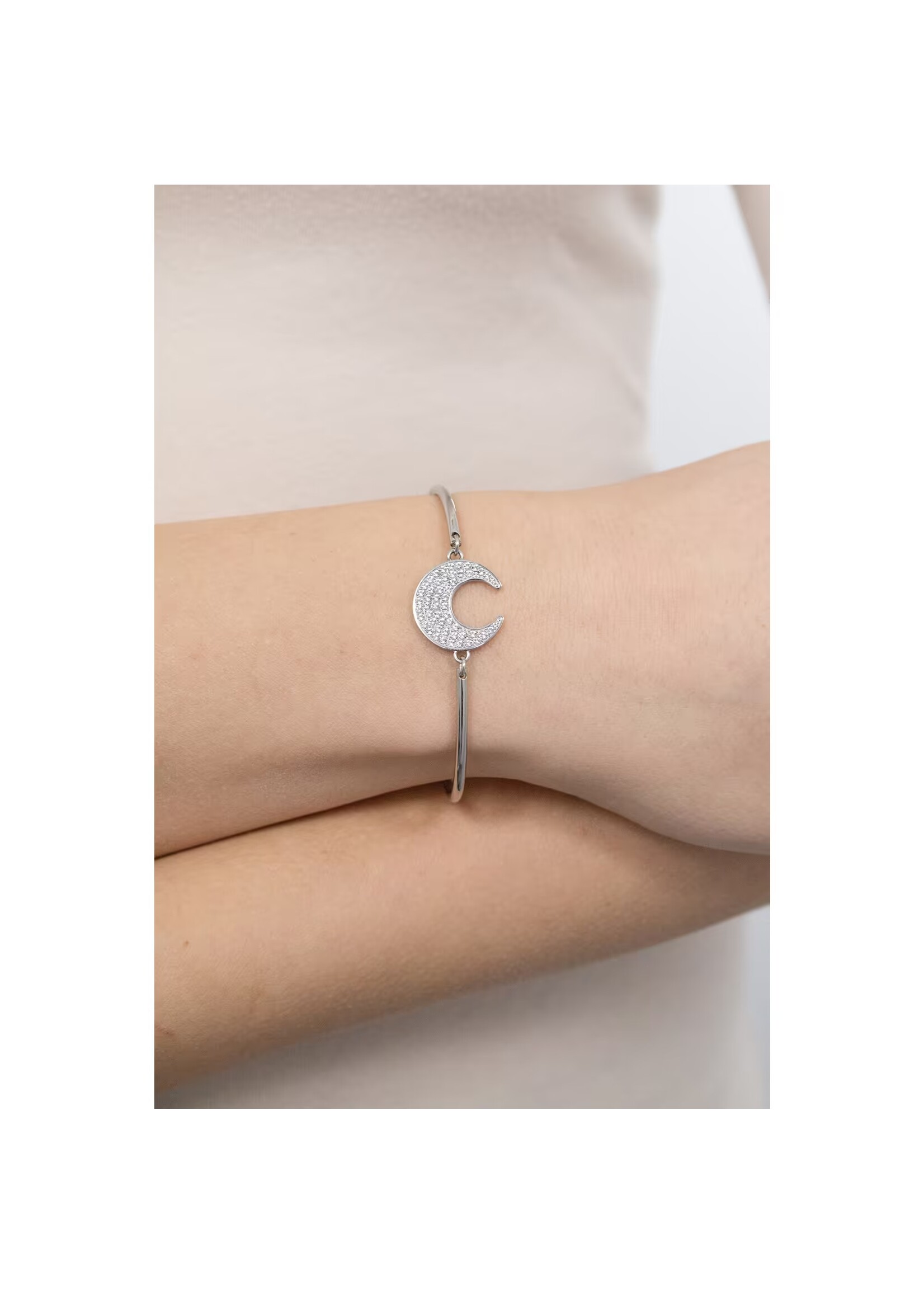 Brosway Stainless Steel Pave Crescent Moon Bracelet