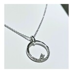Breuning 14K White Gold Circle with Center Diamond Necklace