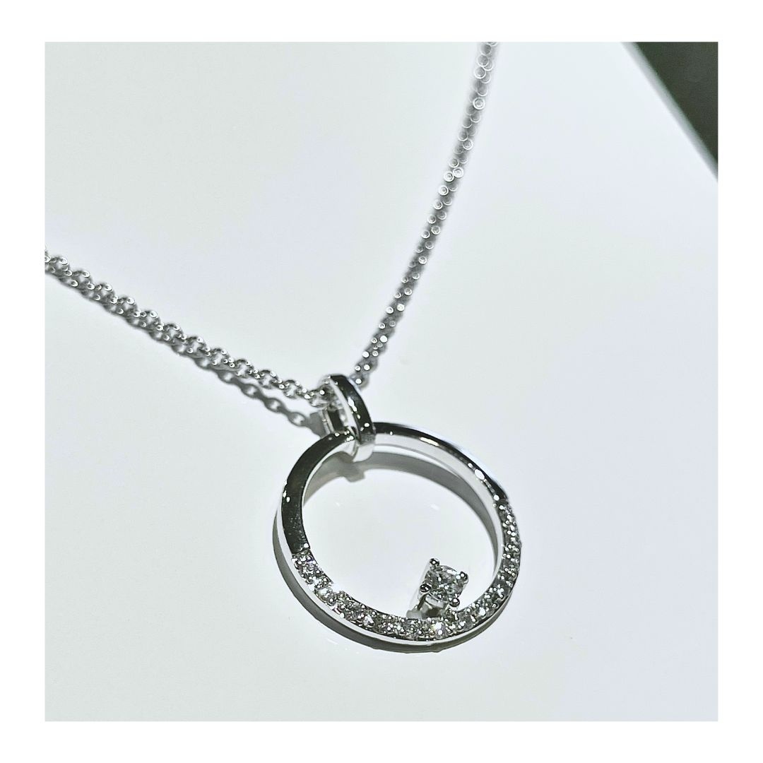 アクセサリー Bijou de M Circle Diamond Necklace Circle Diamond Pendant Necklace | 14K Yellow Gold .47 CTW