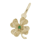 Rembrandt Gold Plated Four Leaf Clover with Bead Charm