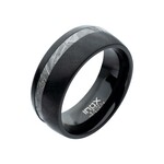 Inox 2mm Meteorite Inlay Black IP Ring