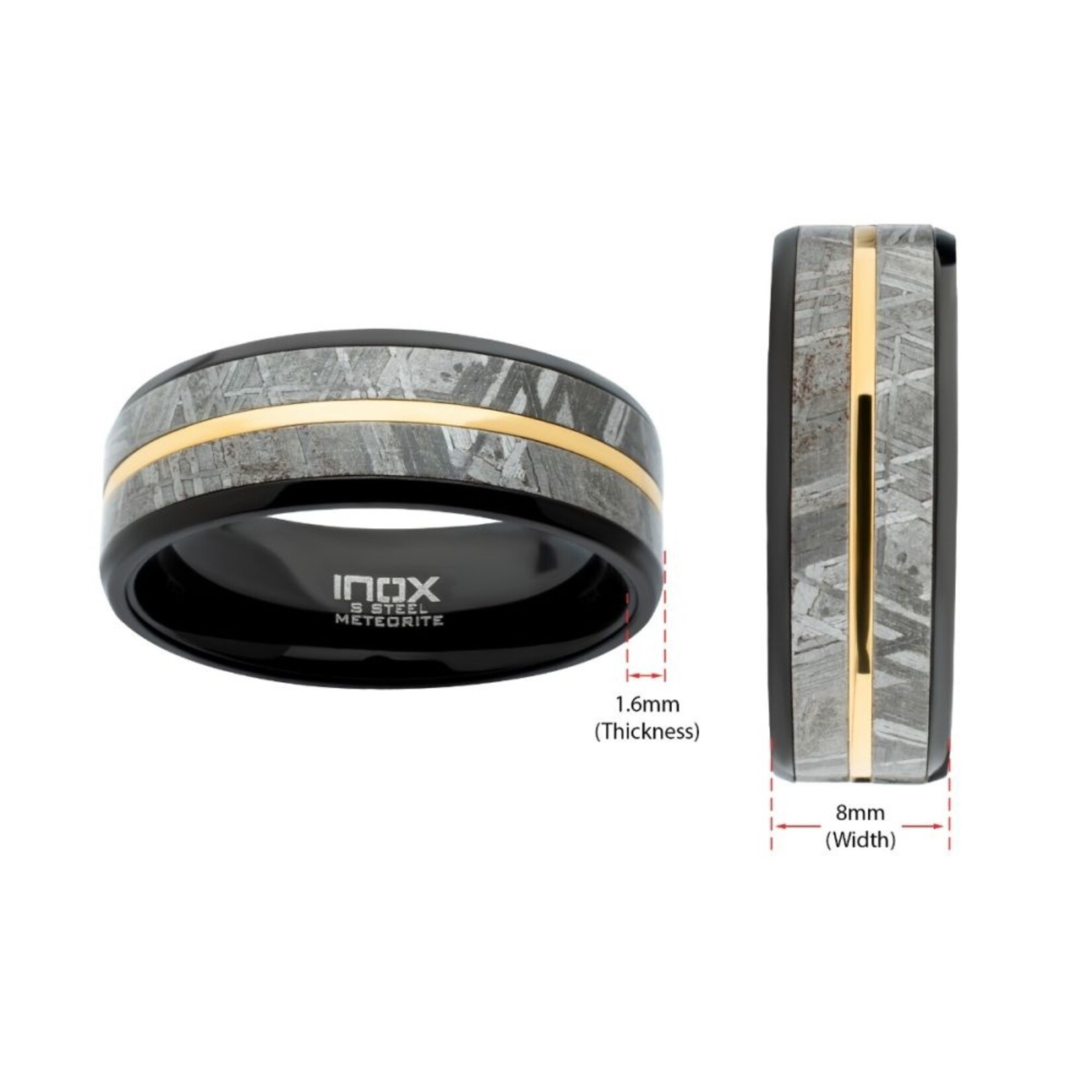 Inox Gold IP & Meteorite Black IP Ring