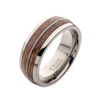 Inox Whiskey Barrel Wood Inlay Tit. Ring