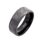 Inox Solid Meteorite Inlay Black IP Ring