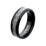 Inox Black IP Deer Antler Inlay Ring