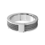 Inox Steel Cable Inlayed Comfort Fit Ring