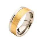Inox Steel with Brushed Gold IP Comfort Fit Ring