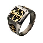 Inox Stainless Steel Gold IP Anchor Signet Ring
