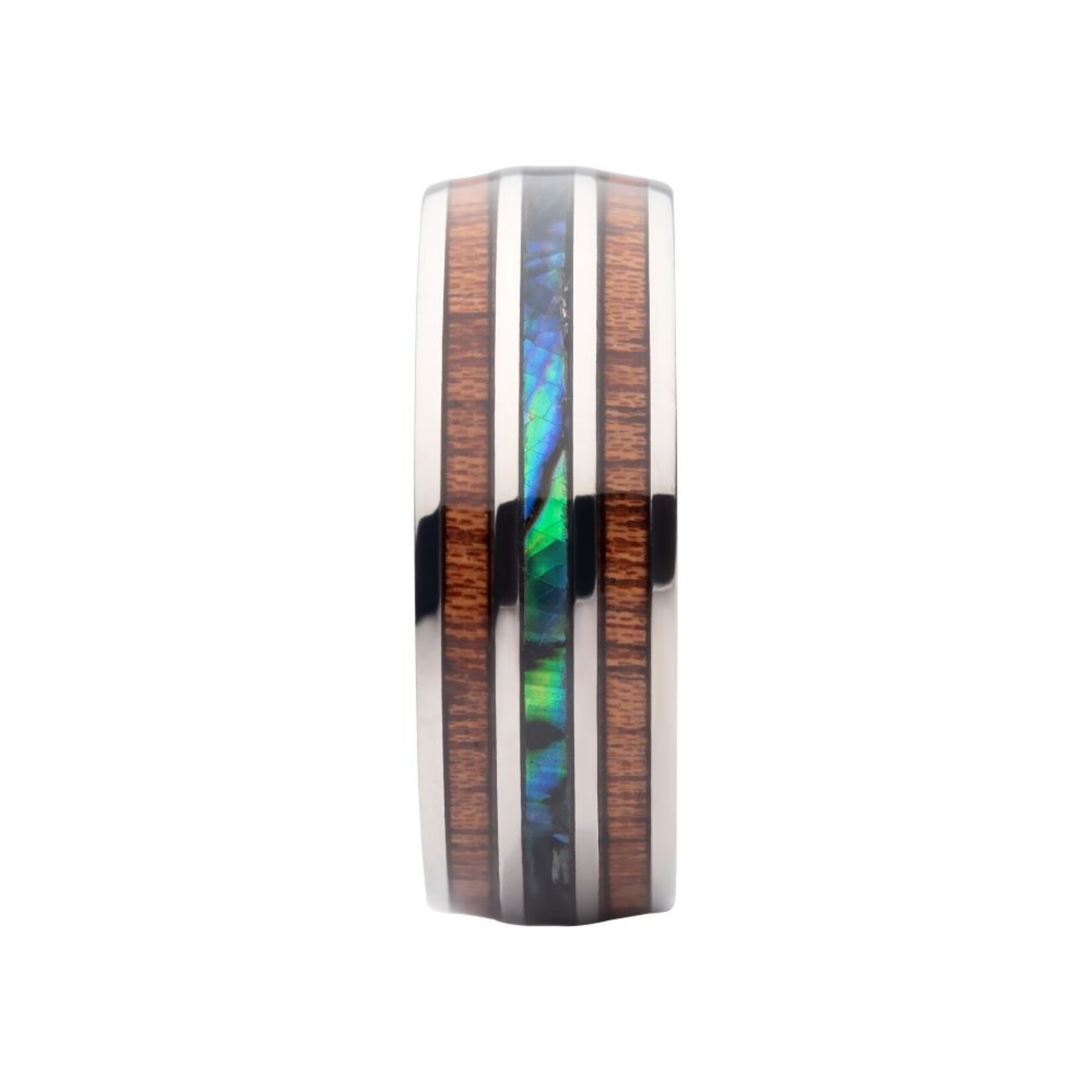 Inox Titanium Wood & Shell Ring