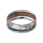 Inox Koa Wood Inlayed Titanium Ring