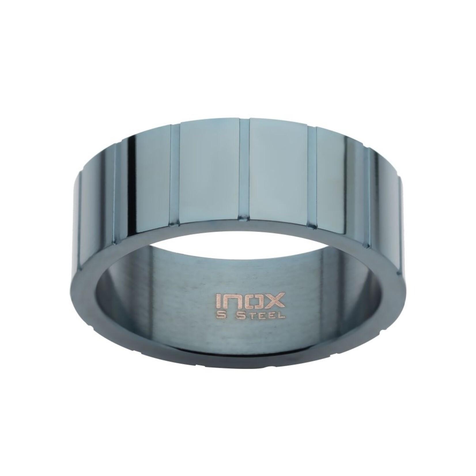 Inox Blue IP Ridged Ring