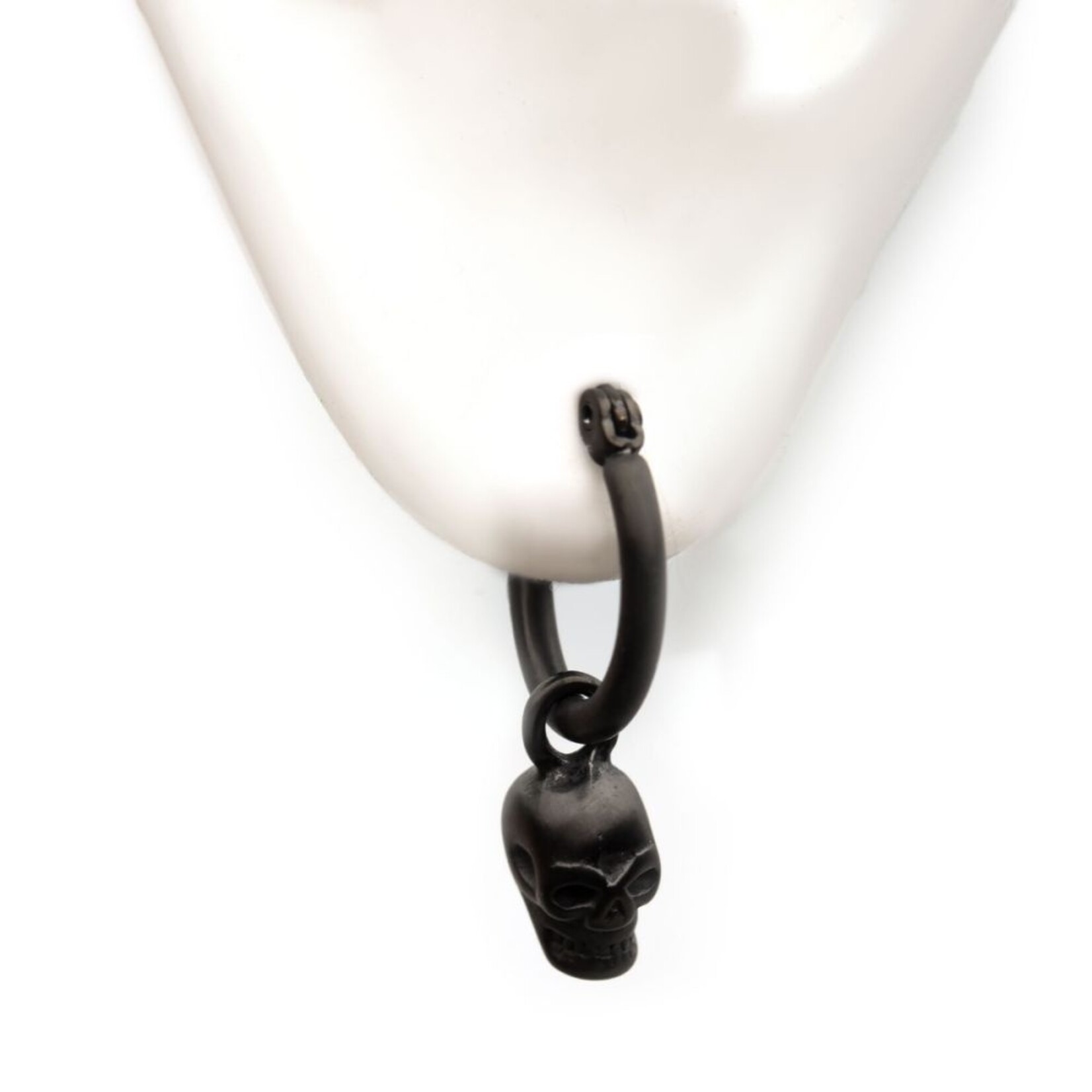 Inox Stainless Steel Hoop with Skull Dangle Earrings