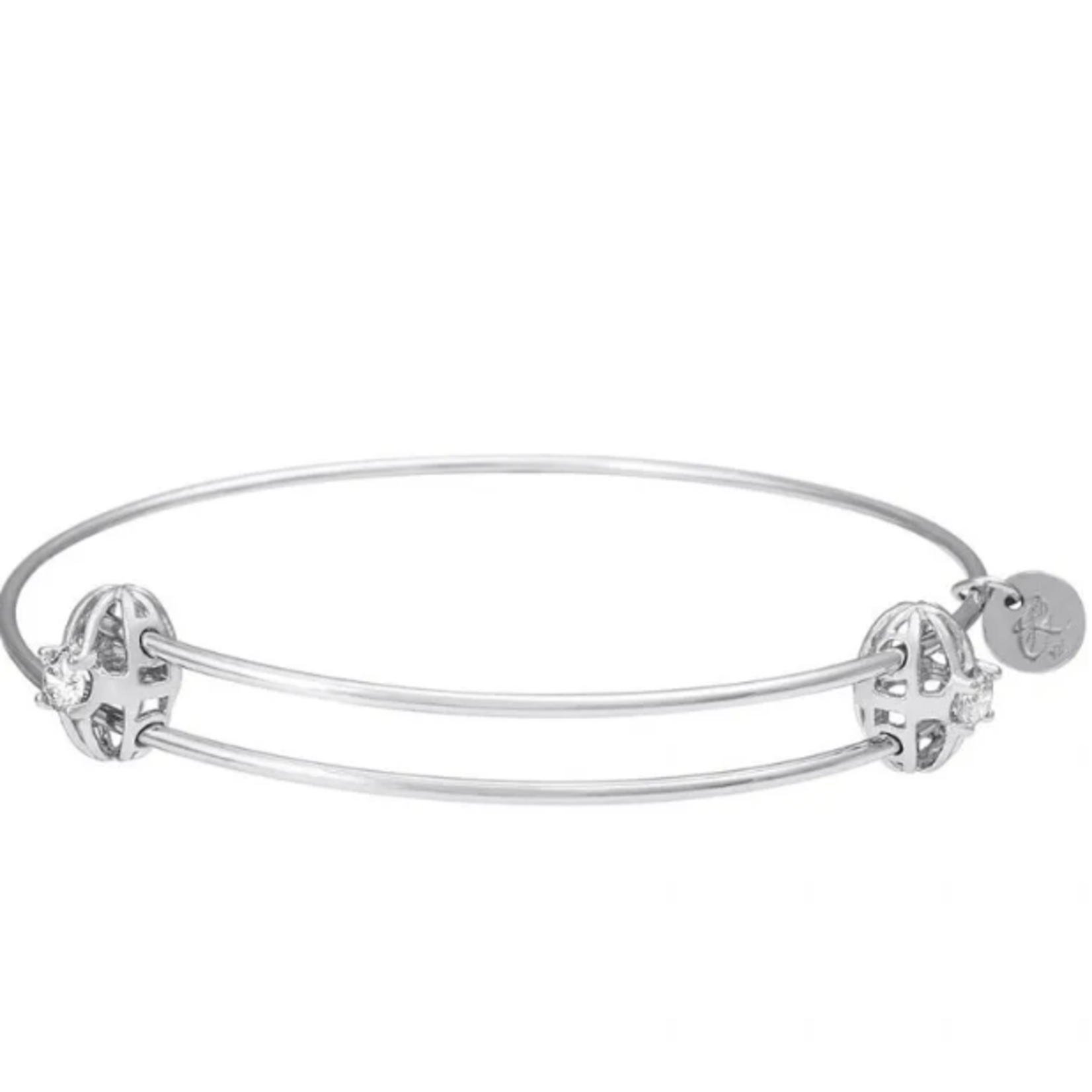 Rembrandt SS CZ Bangle Charm Bracelet