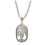Keith Jack Silver and 18K Gold Tree of Life Open Dogtag Necklace