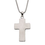 Inox Steel Engravable Cross Pendant with Round Box Chain - 22"