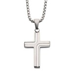 Inox Stainless Steel Cross Drop Necklace - 22"