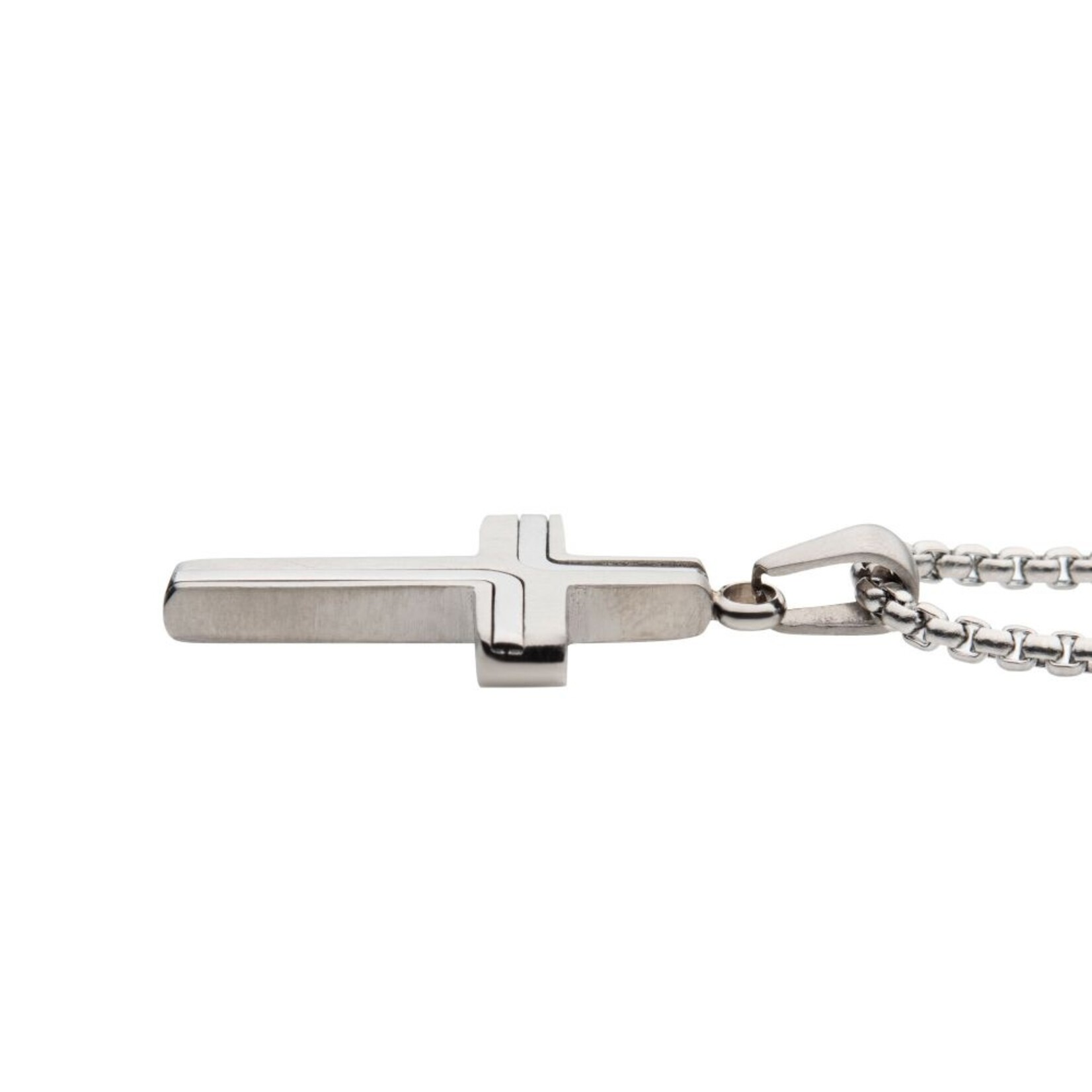 Inox Stainless Steel Cross Drop Necklace - 22"