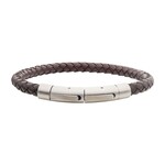Inox 6mm Brown Genuine Leather Bracelet - 8"-8.5"
