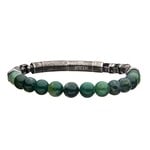 Inox 8mm Moss Agate Beads & Box Chain Bracelet - 8"-8.5"