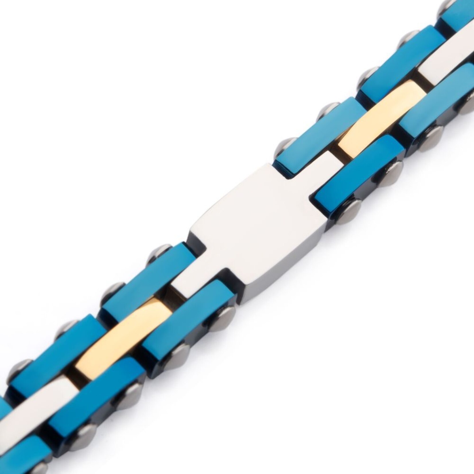 Inox Trim Cut Two Tone Blue IP Bracelet
