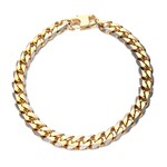 Inox Stainless Steel Gold IP 8mm Curb Chain with Lobster Clasp Bracelet