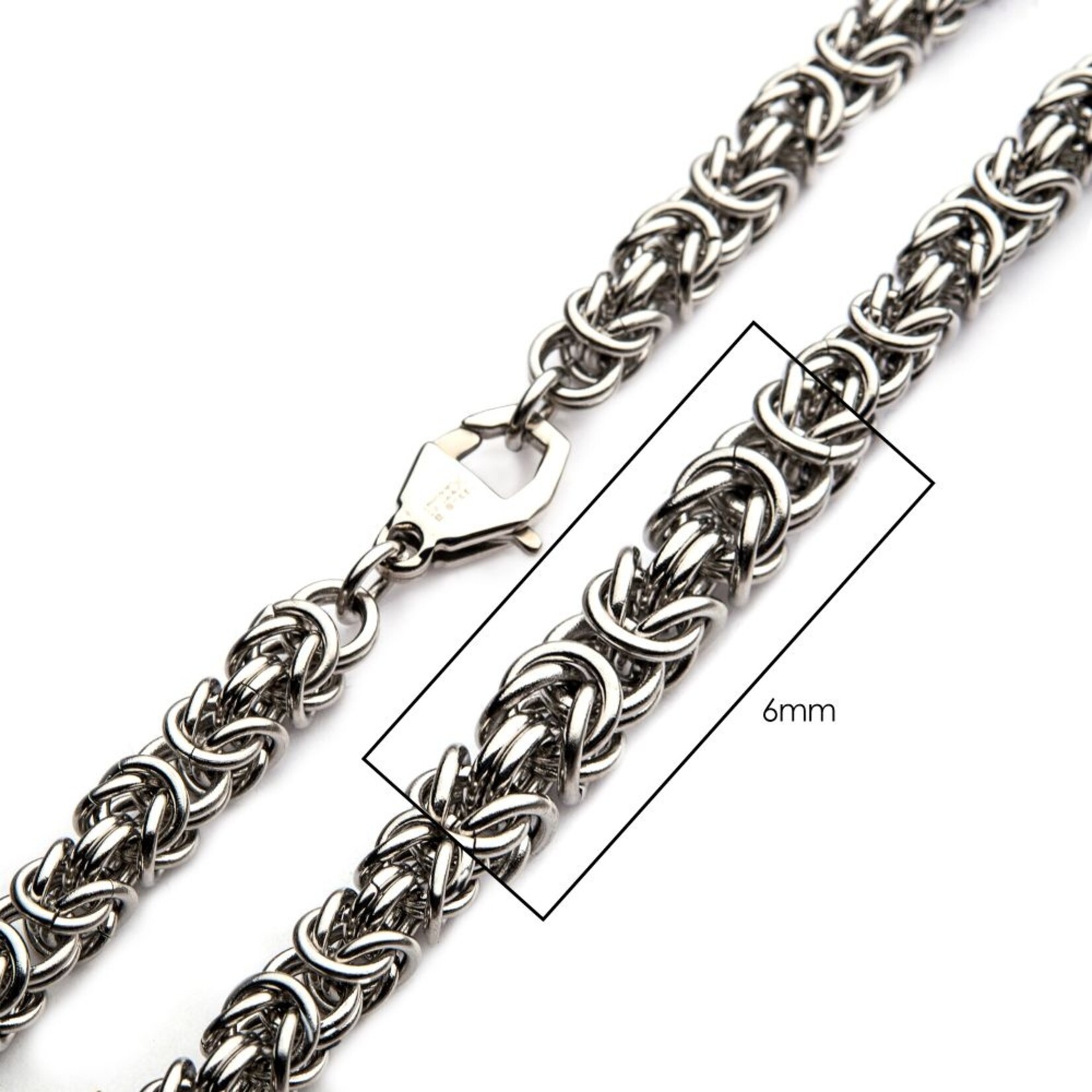 Inox 6mm Steel King Byzantine Chain Necklace 24 inch