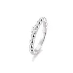 Breuning 14K White Gold Beaded Single Diamond Ring 6.75