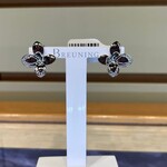 Breuning Sterling Silver White Sapphire Flower Earrings