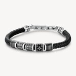 Brosway Leather and Stainless Steel Silver Bead Bracelet