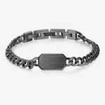 Brosway Stainless Steel Cuban Link Dog Tag Bracelet Black