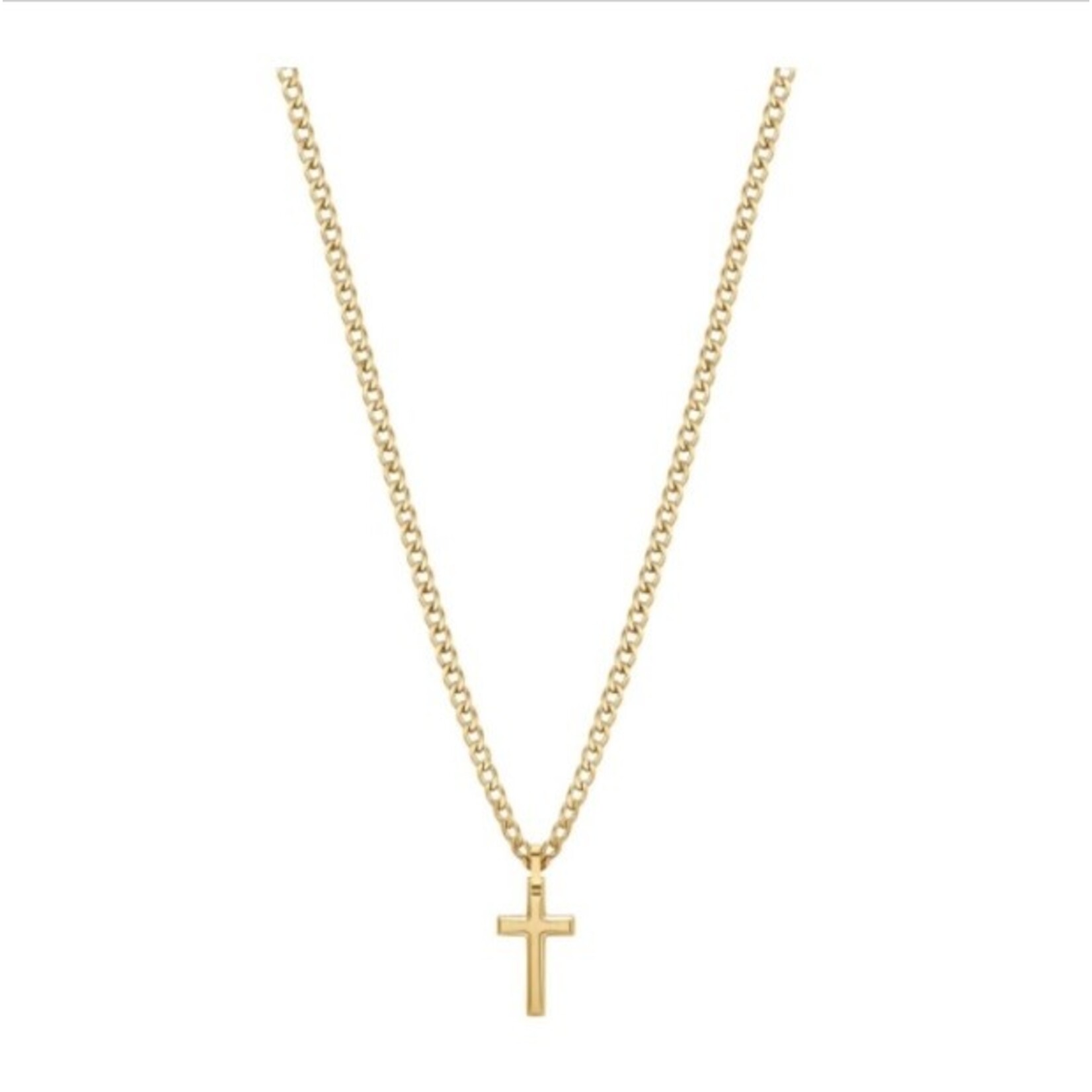 Brosway Stainless Steel Gold Cross Cuban Chain Necklace