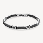 Brosway Stainless Steel Thin Silver and Black Long Link Bracelet