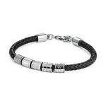 Brosway Stainless Steel Black Leather with Multi. Style Beads Bracelet