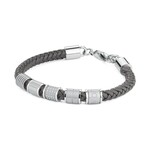 Brosway Gray Leather with Multi. Style Beads Bracelet