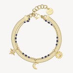 Brosway Stainless Steel Gold Plated Double Layer Sun & Moon Bracelet