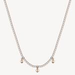 Brosway Stainless Steel Rose Gold Swarovski w/ Hearts Tennis Necklace