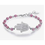 Brosway Stainless Steel Silver Hamsa Pink Stone Bracelet